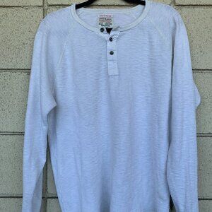 Lucky Brand Lived in Henley Thermal Shirt Button Up Crew Neck Long White XXL